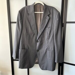 [56R] Canali Holt Renfrew Men’s Grey Purple Pinstripe Suit Coat 100% Virgin Wool